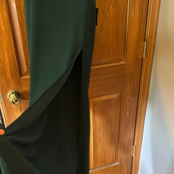Lulu's Dark Green One-Shoulder Dress - Picture 6 of 8